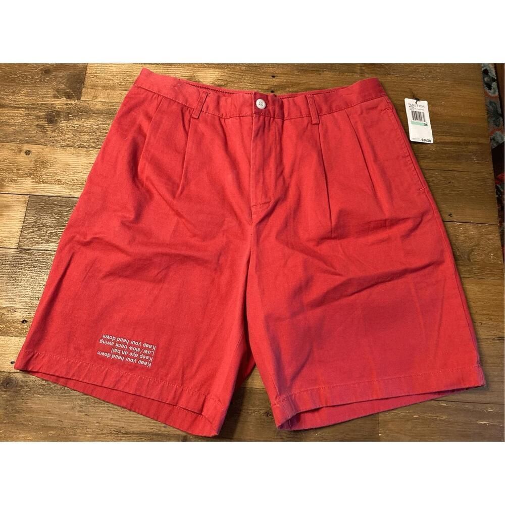 Nautica size 34 NWT golf shorts mens embroidered color cardinal